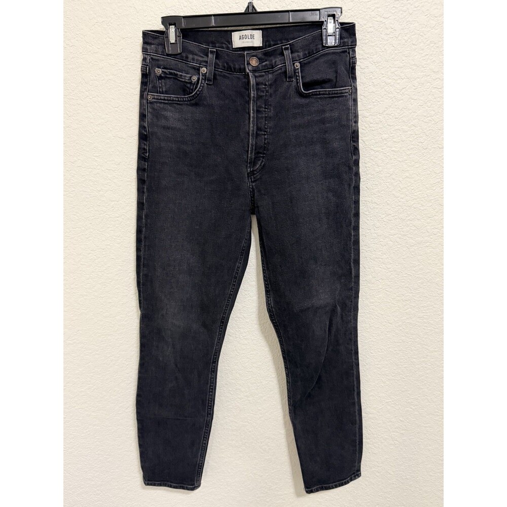 Agolde Nico High Rise Slim Jeans Black Button Fly 28